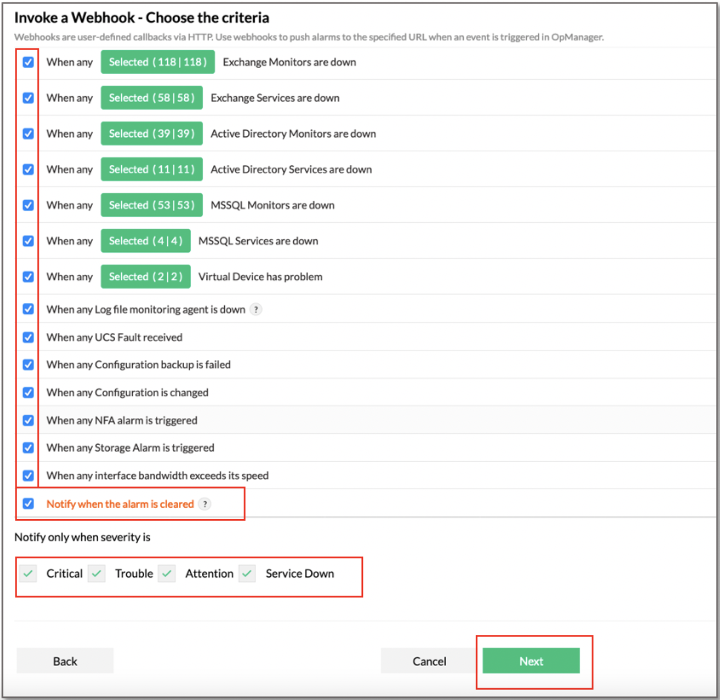 ManageEngine_OpManager_choose criteria